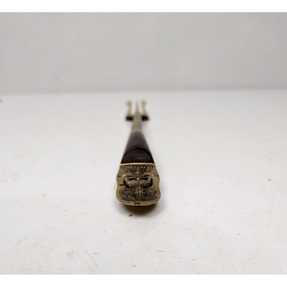 Vintage Olive Fork Buddha Bronze Brass Rosewood Siam Thailand 3 Tine 7.75” - Picture 7 of 7